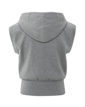 Load image into Gallery viewer, Yasmine Grey Melange Sleeveless Hoodie