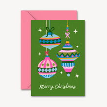 Load image into Gallery viewer, Bauble Christmas Card | Holiday Cards | Vintage | Green