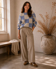 Load image into Gallery viewer, Nina Grey & Blue Check Knit