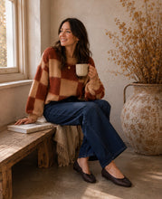 Load image into Gallery viewer, Nina Rust & Peach Check Knit