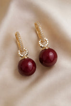 Load image into Gallery viewer, Celine Burgundy Drop Earrings