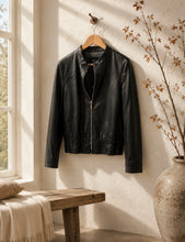 Load image into Gallery viewer, Feria Black Faux Leather Jacket