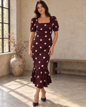Load image into Gallery viewer, Quinn Burgundy/Pink Polka Dress