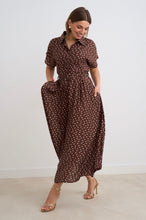 Load image into Gallery viewer, Annie Chocolate Polka Dot Midi