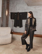 Load image into Gallery viewer, Faye Black Gold Trouser