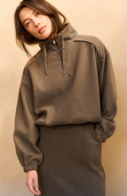 Load image into Gallery viewer, Yasmine Zip Turtleneck Dark Taupe Grey Melange