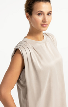 Load image into Gallery viewer, Yaya Sleeveless Top with Pleats Cashmere Grey