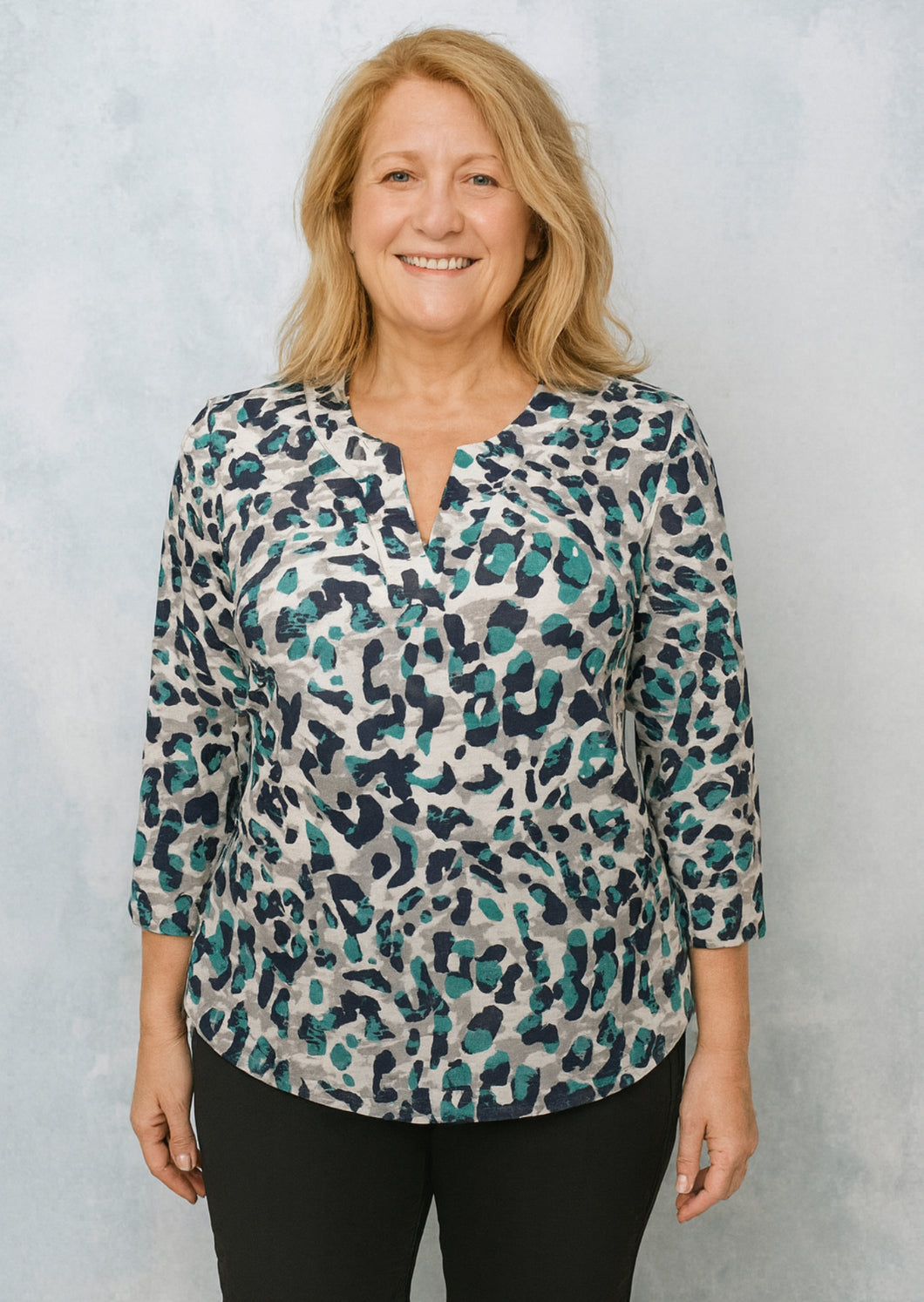 Yew Mint Leopard Top