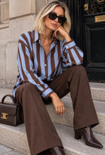 Load image into Gallery viewer, Lauren Stripe Shirt Blue/Brown
