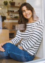 Load image into Gallery viewer, Part Two NelaPW Top NavyEggnog Stripe *NEW
