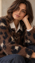 Load image into Gallery viewer, Willow Cosy Brown Leopard Knit with Collar
