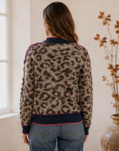 Load image into Gallery viewer, Annie Contrast Print Button Jumper Navy
