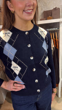 Load image into Gallery viewer, Kate Navy Argyle Cardi
