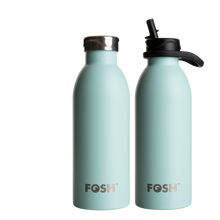 Load image into Gallery viewer, FOSH Mint | Vital 2.0 Insulated 500ml Reusable Bottle: Black / Both Lids

