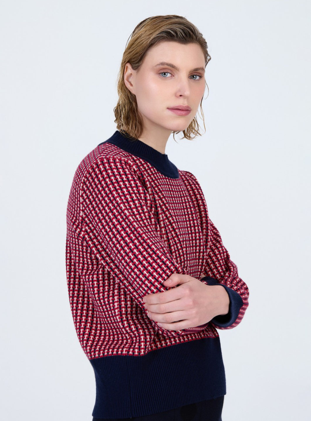 Skatie Crimson/Navy Knit