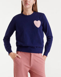 Clara Navy Fine Heart Knit