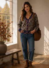 Load image into Gallery viewer, Annie Contrast Print Cardi Navy
