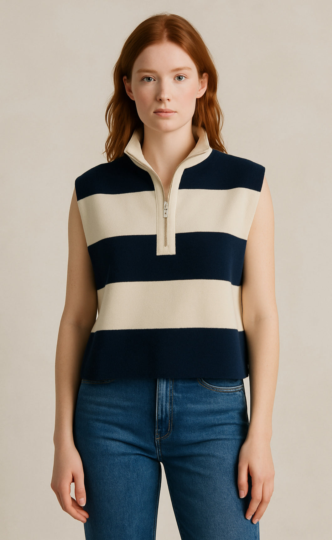Connie Navy Stripe Top