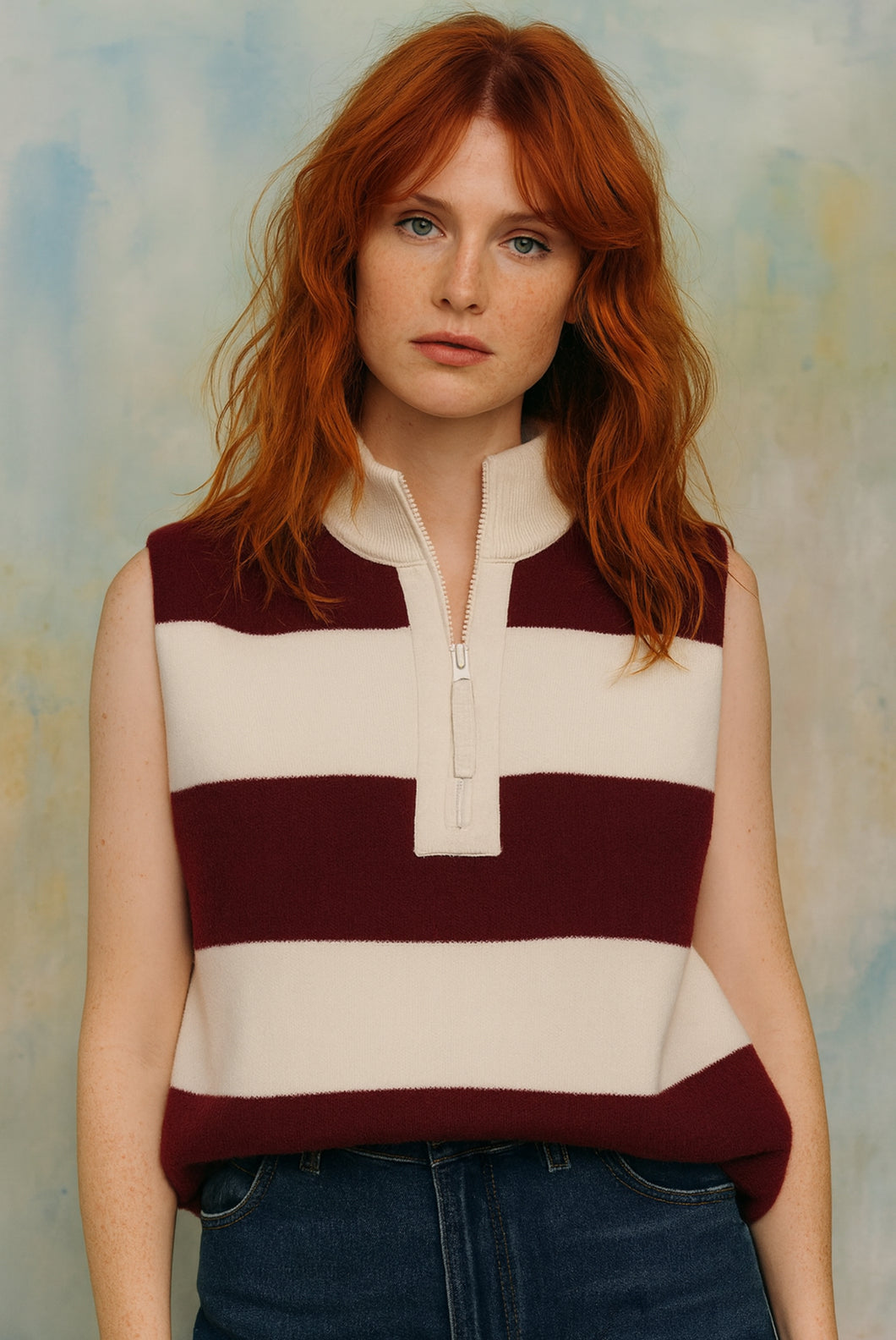 Connie Merlot Stripe Top