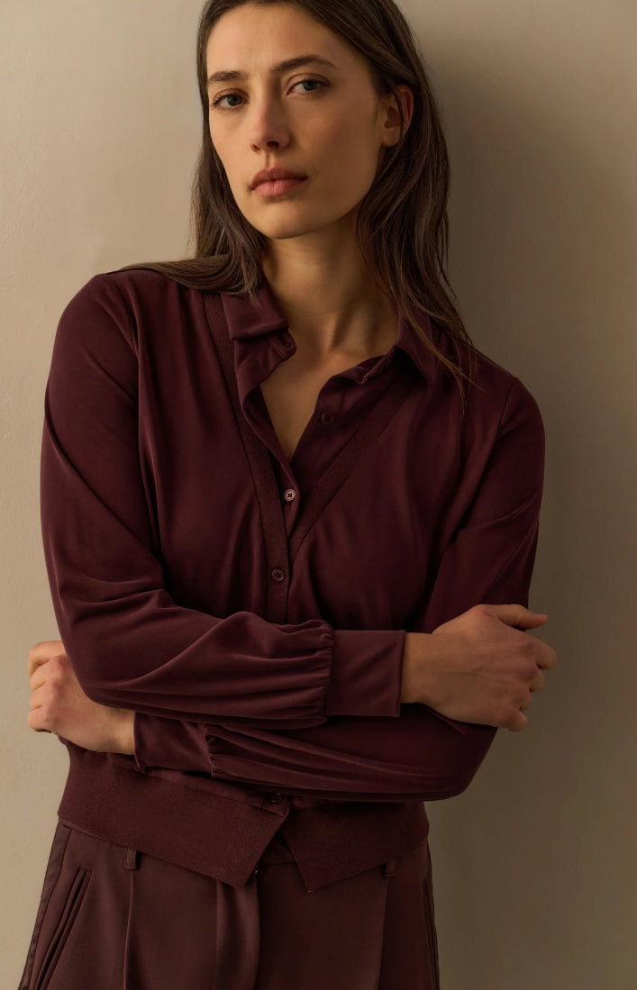 Yasmine Jersey layer Blouse Fudge Purple