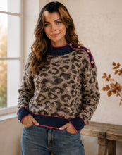 Load image into Gallery viewer, Annie Contrast Print Button Jumper Navy
