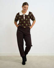 Load image into Gallery viewer, Willow Chocolate/Green Polka Knit
