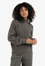 Load image into Gallery viewer, Yasmine Ribbed Turtleneck Dark Taupe Grey
