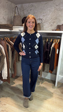 Load image into Gallery viewer, Kate Navy Argyle Cardi
