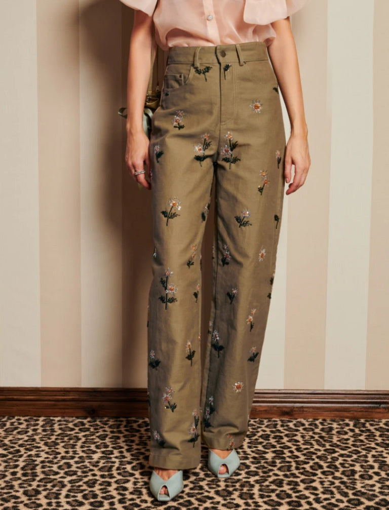 SJ Chateau Flower Embellished Jeans