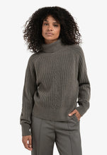 Load image into Gallery viewer, Yasmine Ribbed Turtleneck Dark Taupe Grey
