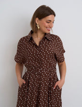 Load image into Gallery viewer, Annie Chocolate Polka Dot Midi

