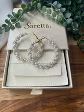 Load image into Gallery viewer, Sophia Large Pearl Hoops
