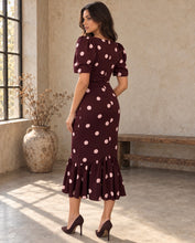 Load image into Gallery viewer, Quinn Burgundy/Pink Polka Dress
