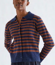 Load image into Gallery viewer, Clara Navy &amp; Rust Cardigan
