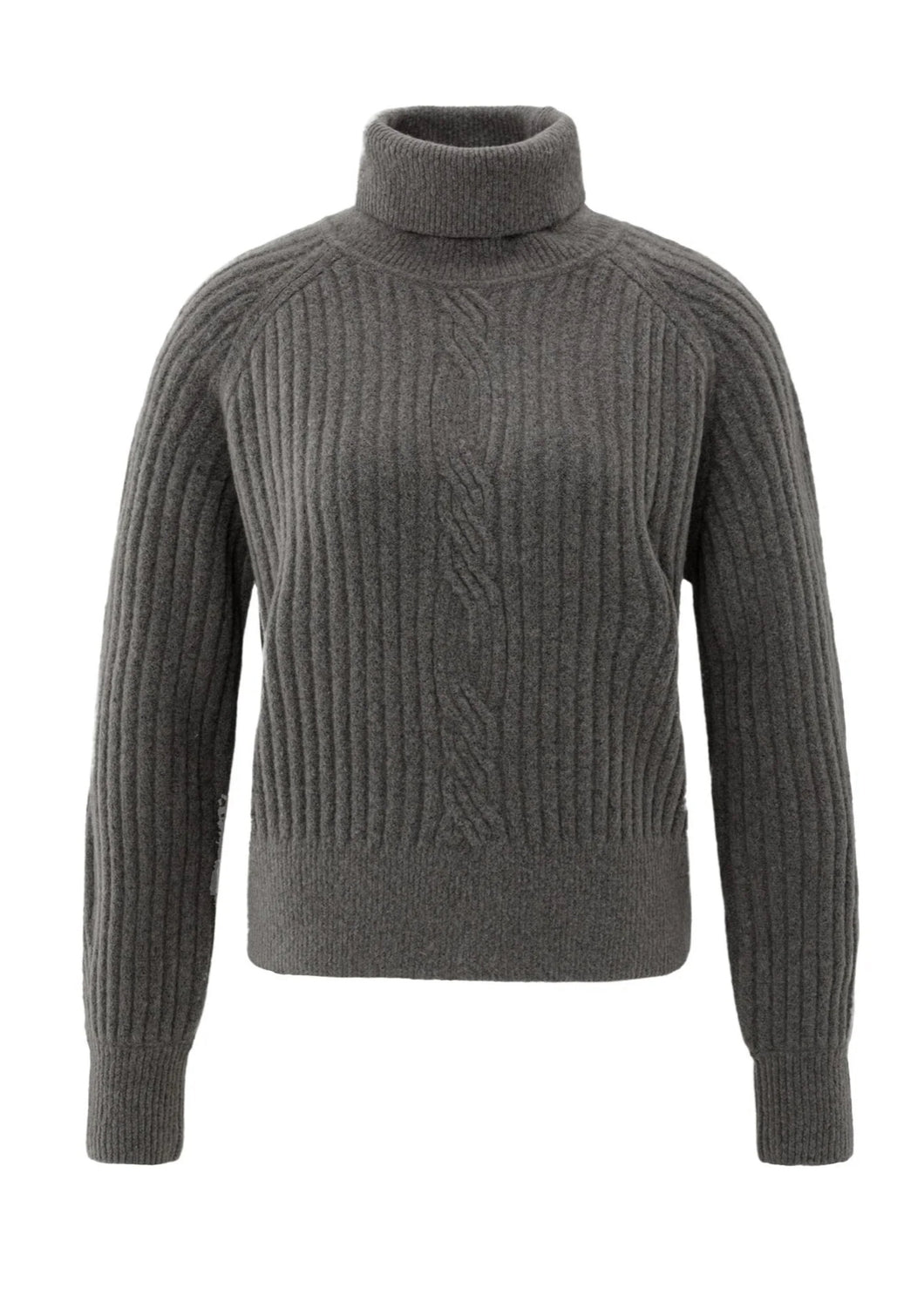 Yasmine Ribbed Turtleneck Dark Taupe Grey