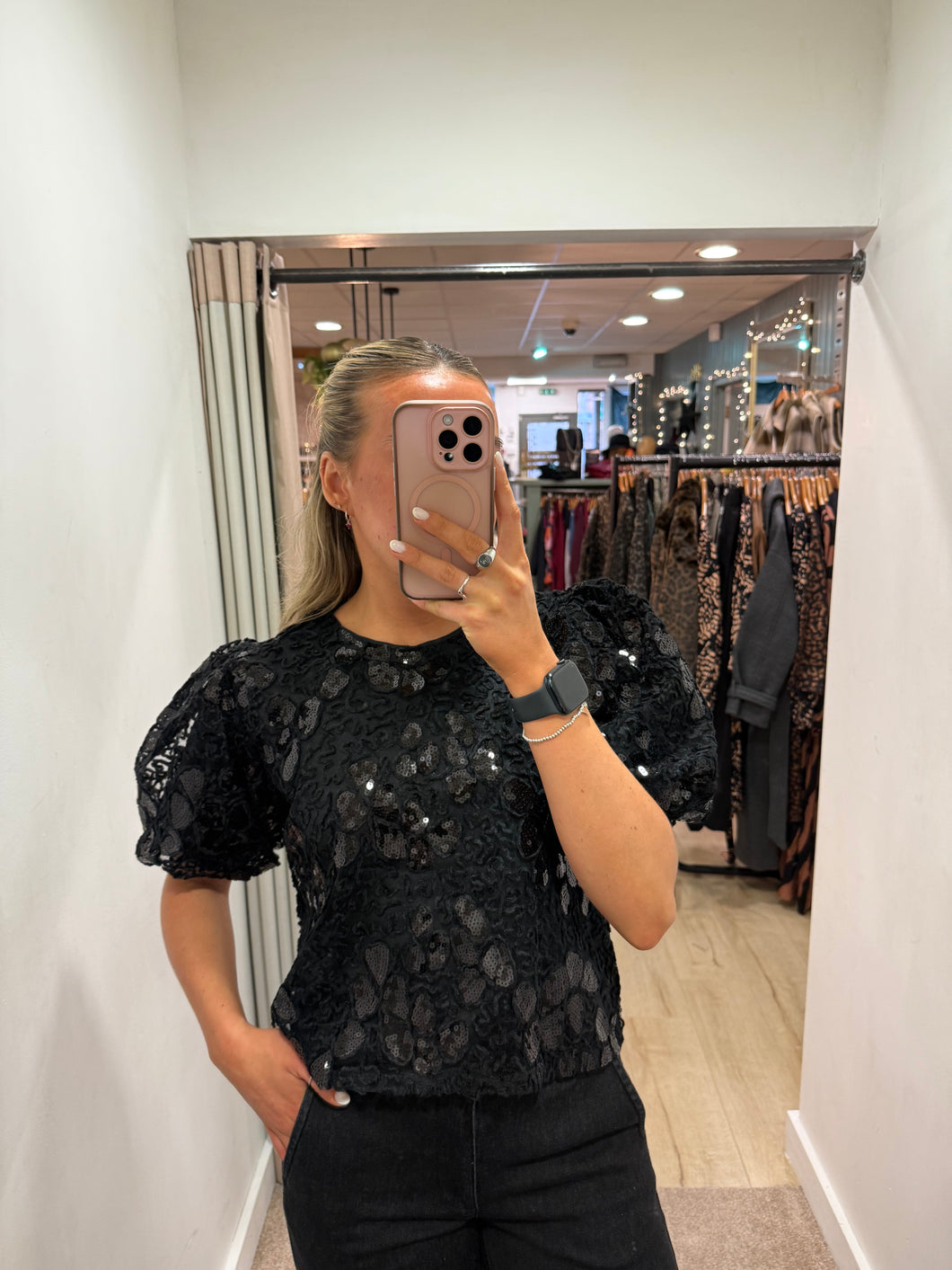 Quinn Black Sparkle Top