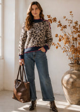 Load image into Gallery viewer, Annie Contrast Print Button Jumper Navy

