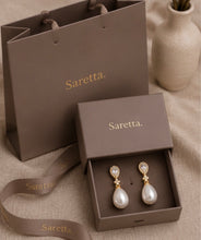 Load image into Gallery viewer, Celine Pearl Crystal Teardrop Pearl Earring

