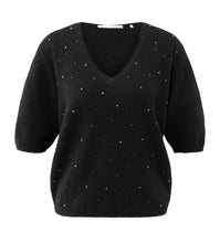 Load image into Gallery viewer, Yasmine V Sweater with Rhinestone
