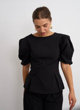 Load image into Gallery viewer, Willow Peplum Top Black
