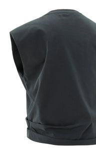 Yasmine Oyster Black Sleeveless Top