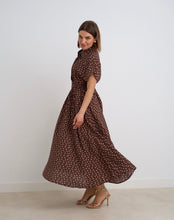 Load image into Gallery viewer, Annie Chocolate Polka Dot Midi
