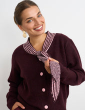 Load image into Gallery viewer, Willow Plum Knit with Stripe collar
