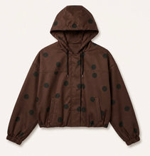 Load image into Gallery viewer, Kate Brown &amp; Black Polka Dot Hooded Jacket
