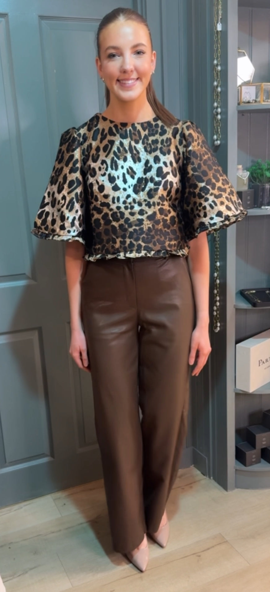 Chocolate Faux Leather Trousers