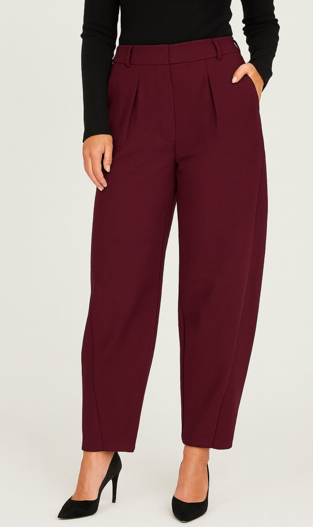 Connie Burgundy Barrel Trouser