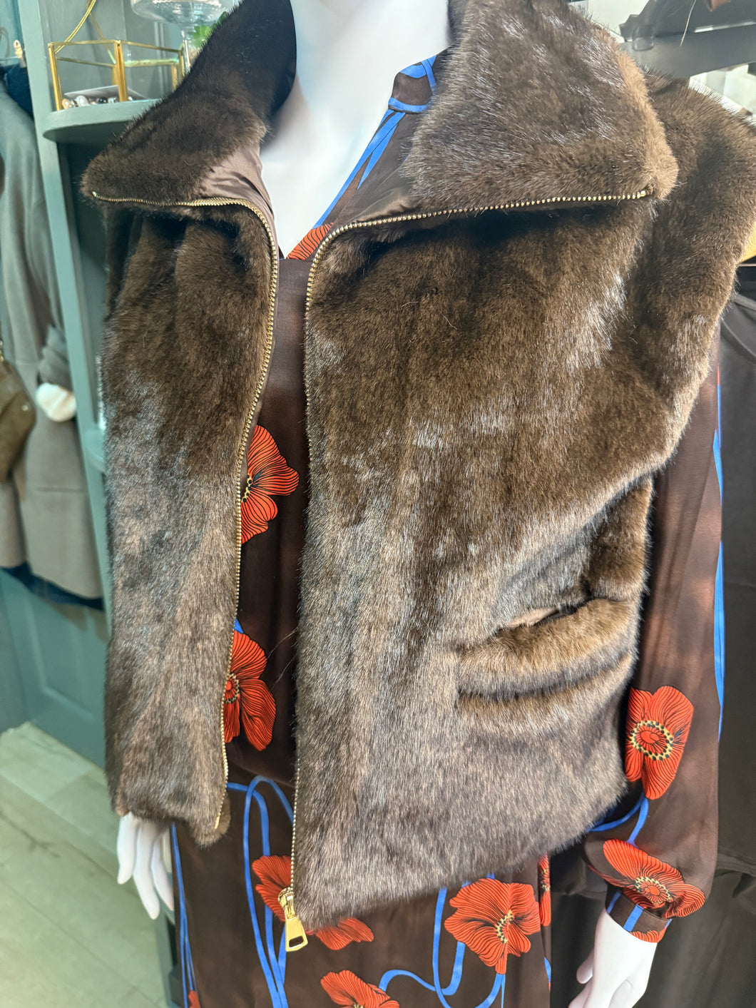 Lauren Brown Fur Gilet