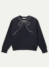 Load image into Gallery viewer, Clara Black Embellished Bow Sweatshirt
