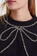 Load image into Gallery viewer, Clara Black Embellished Bow Sweatshirt
