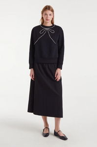 Clara Black Embellished Bow Sweatshirt